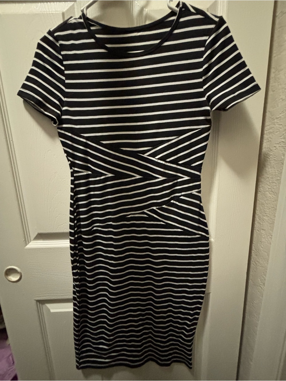 Black & White Striped Sheath Dress - Classic Fit